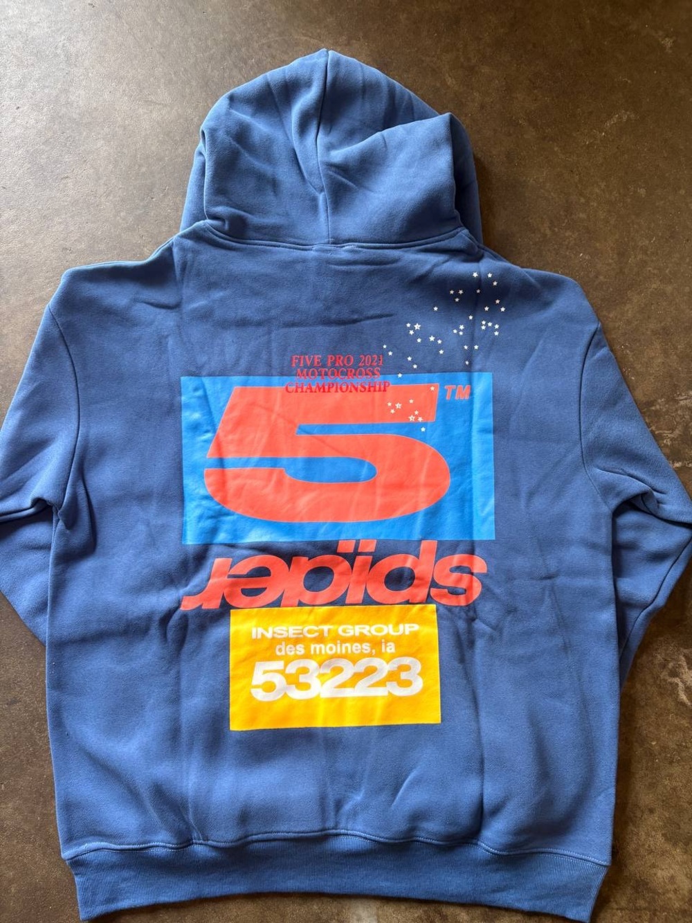 SP5B Embroidered Graphic Hoodie - Men's Blue with Orange Print - Picture 2 of 2